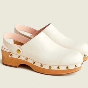 J. Crew Cream Wooden Clogs